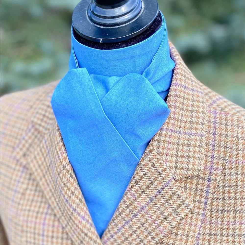 Equestrian Stock Tie Blue Foxhunting Dressage Unisex 4 Fold